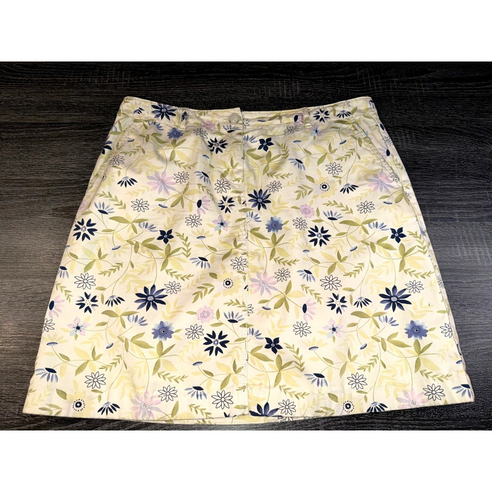 J. Jill Live-in‎ Chino Floral Skirt  Botanical Mini Skirt 4P Cottagecore Garden